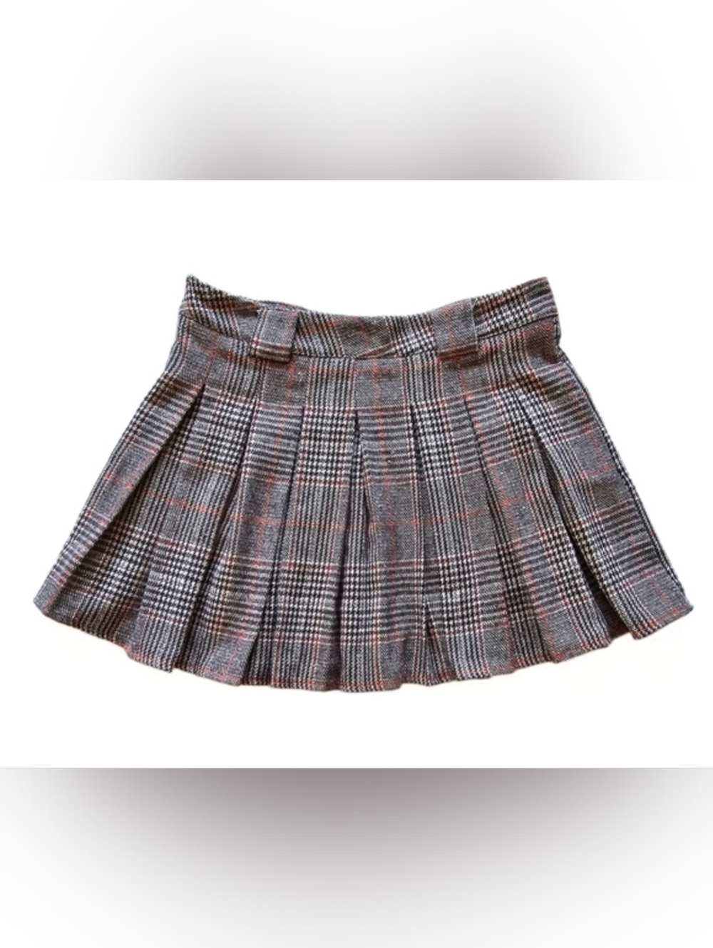 SHEIN Skater Pleated Plaid Mini Skirt in Browns, Tans, and Orange